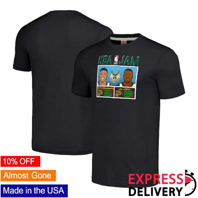 Damian Lillard Giannis Antetokounmpo Milwaukee Bucks Homage Nba Jam T-Shirt,  hoodie, sweater, long sleeve and tank top